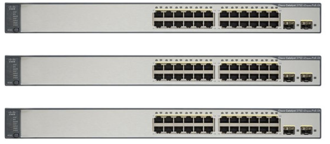 WS-C3750V2-24PS-S  POE Network Switch , 24 Way Poe Switch Energy Efficient